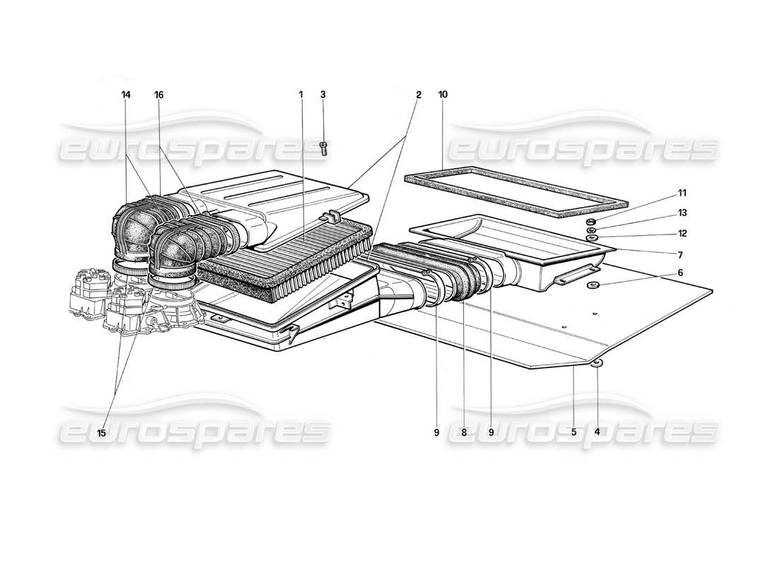 ferrari testarossa (1990) air intake part diagram