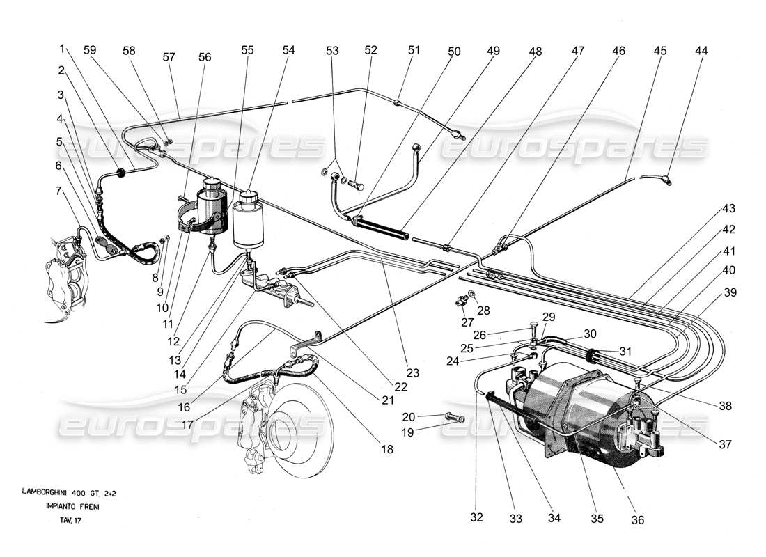 lamborghini 400 gt brake system part diagram