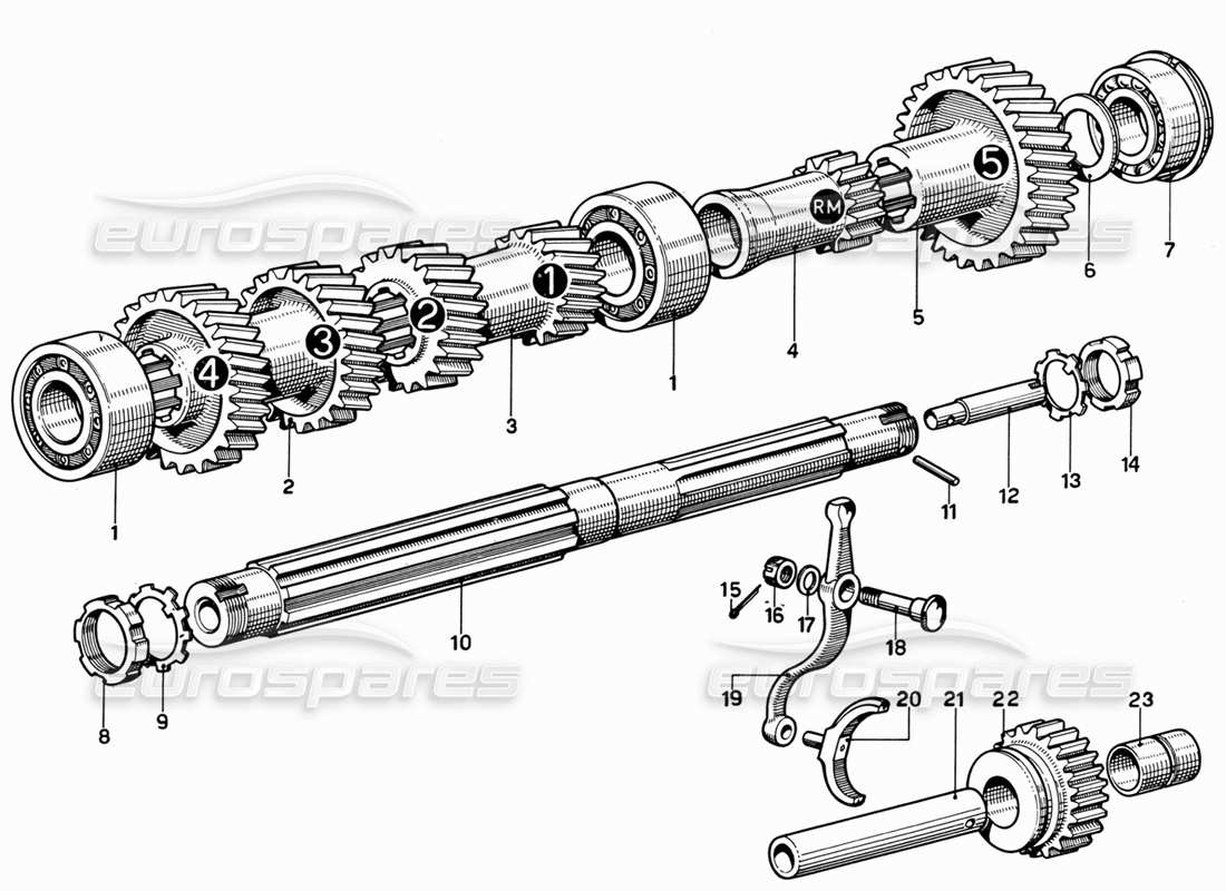 ferrari 365 gt 2+2 (mechanical) countershaft part diagram