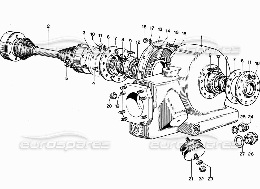 ferrari 365 gt 2+2 (mechanical) rear axle and axle part diagram