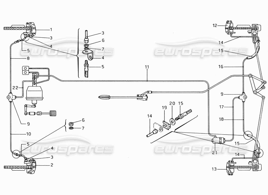 ferrari 206 gt dino (1969) brake hydraulic control on wheels part diagram