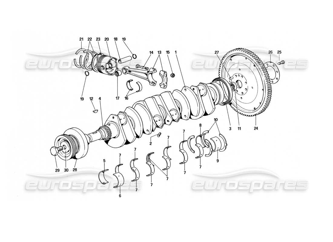 ferrari 512 bbi crankshaft - connecting rods and pistons part diagram