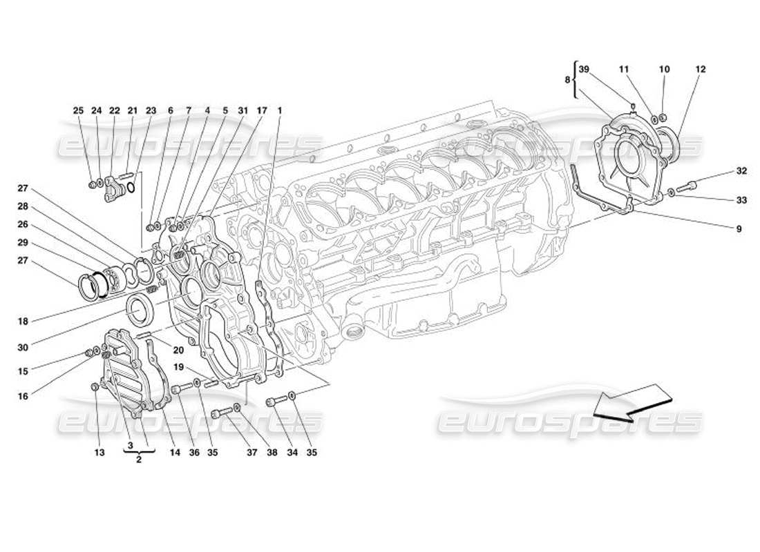 ferrari 575 superamerica crankcase - covers part diagram