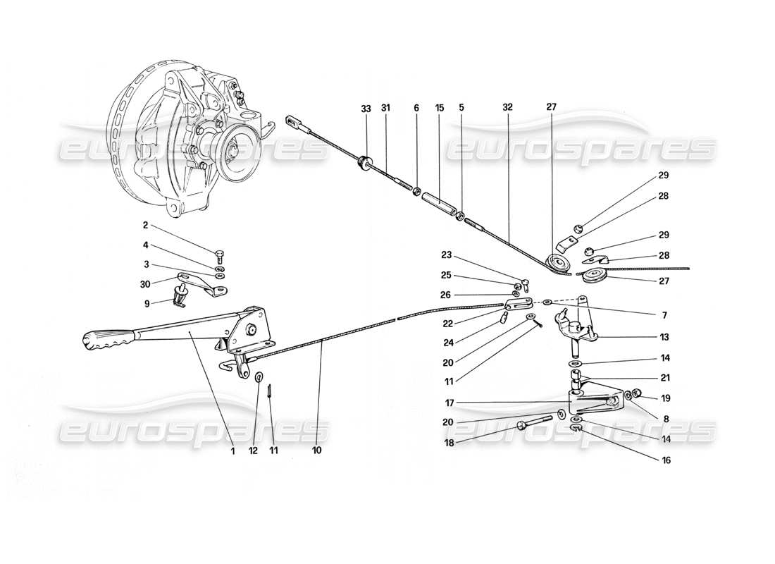 ferrari 308 quattrovalvole (1985) hand - brake control part diagram