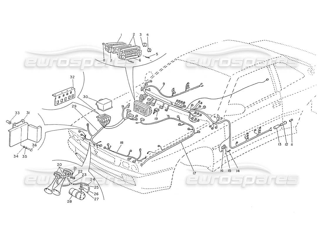 maserati ghibli 2.8 (non abs) central and engine compartment wiring part diagram