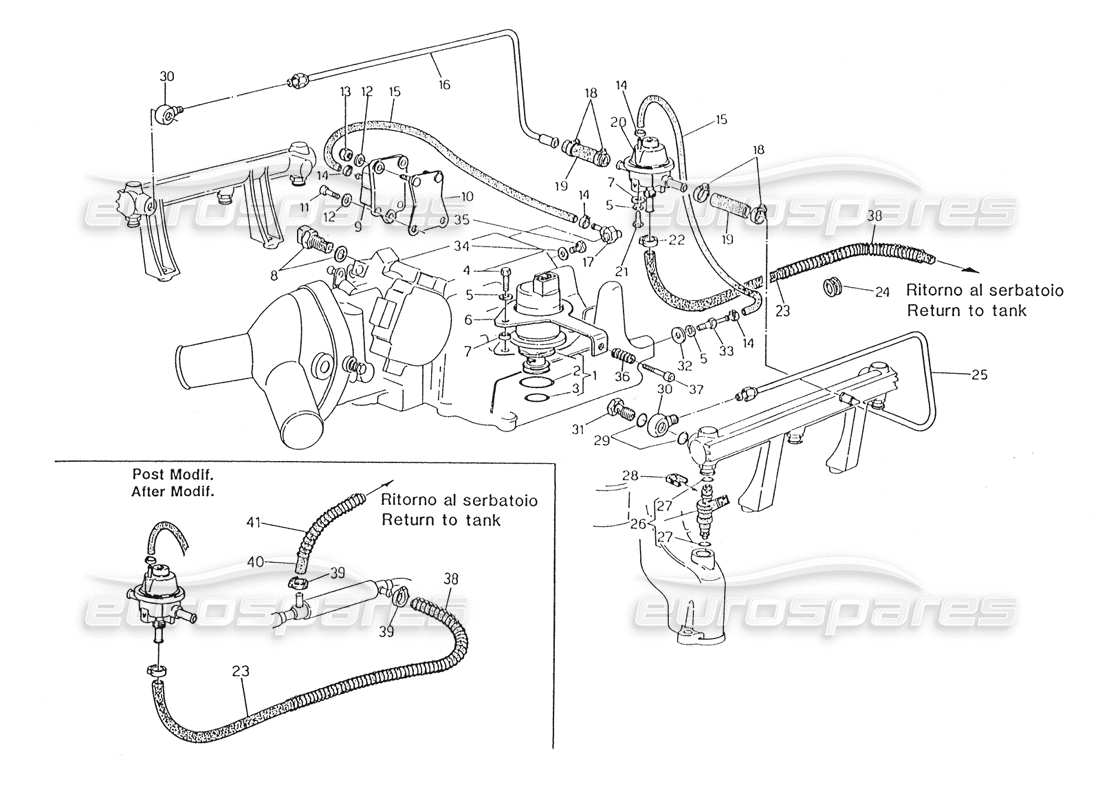 maserati karif 2.8 injection system - accesories part diagram