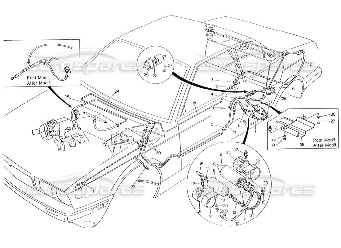 maserati karif 2.8 fuel pipes part diagram