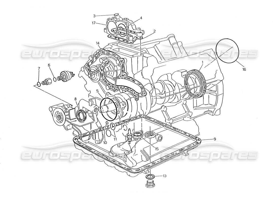 maserati karif 2.8 gasket and oil seals for block overhaul part diagram