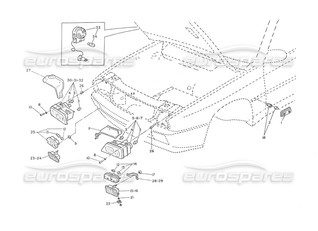 maserati ghibli 2.8 (non abs) headlamps part diagram