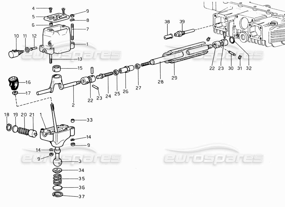 ferrari 206 gt dino (1969) outside gear box controls part diagram