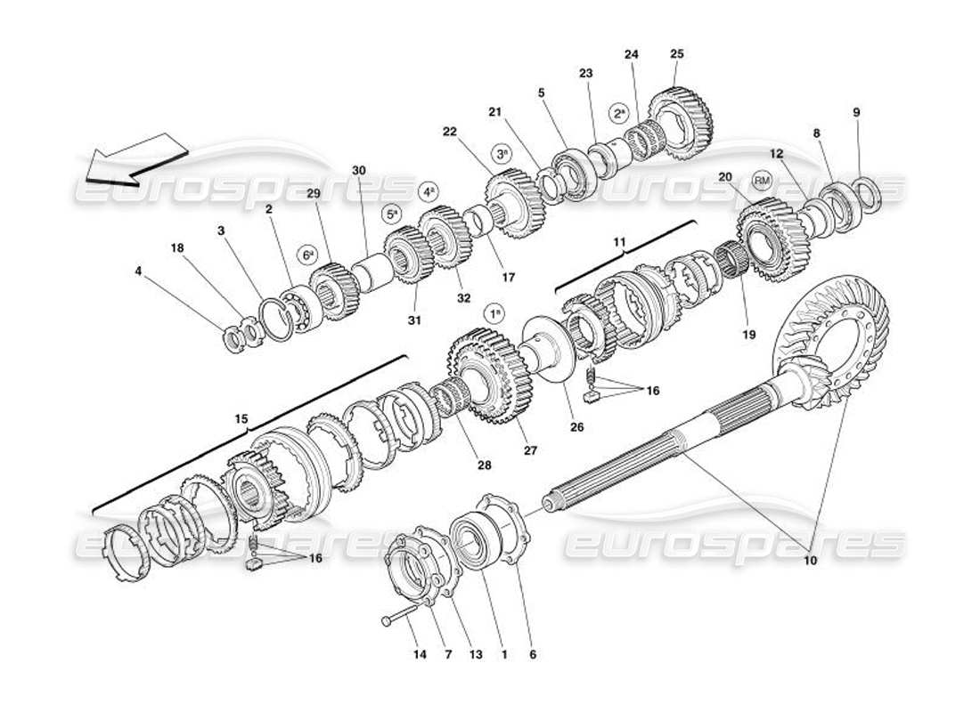 ferrari 575 superamerica lay shaft gears part diagram