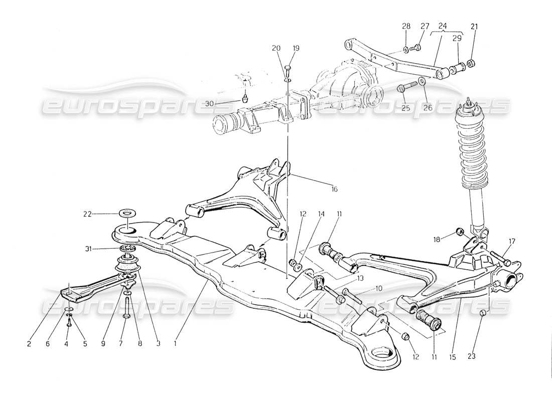 maserati karif 2.8 rear suspension part diagram