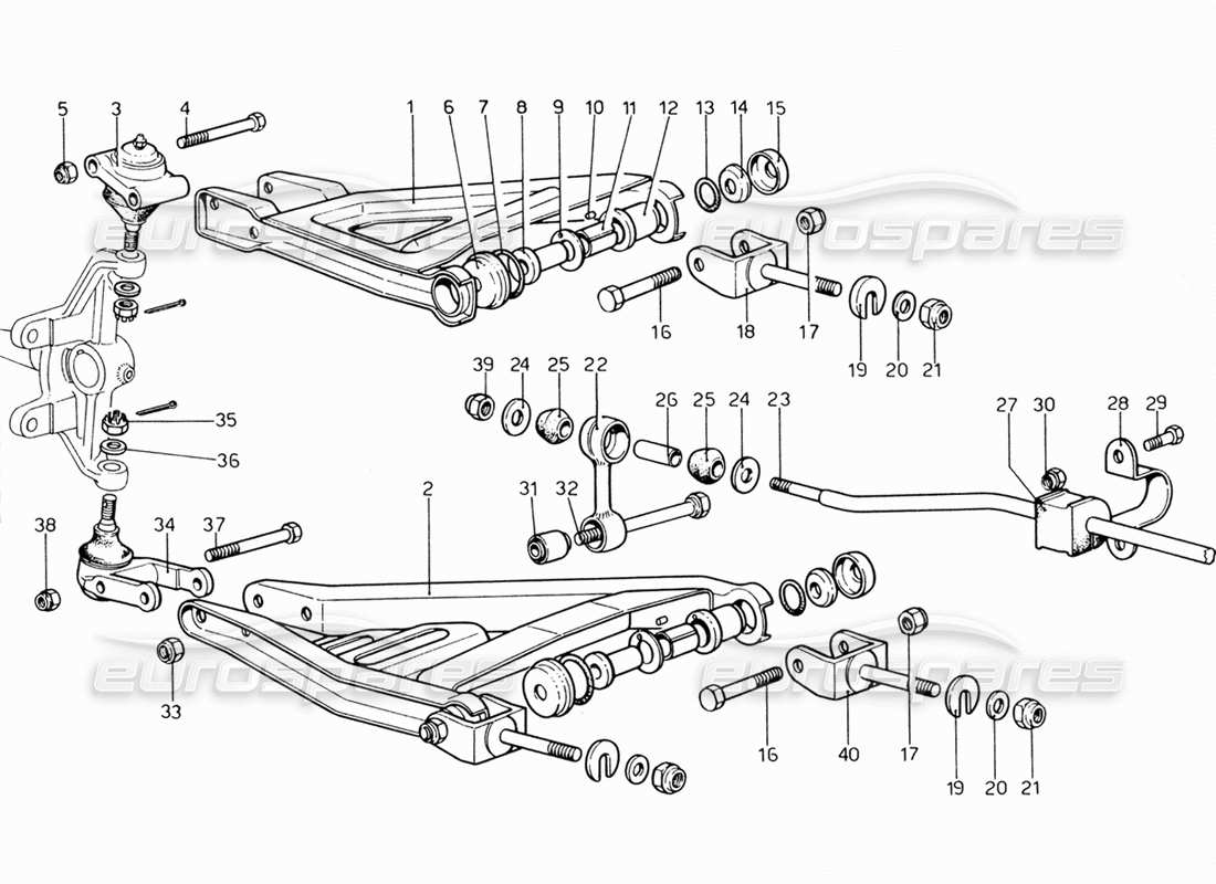 ferrari 206 gt dino (1969) front suspension - levers part diagram