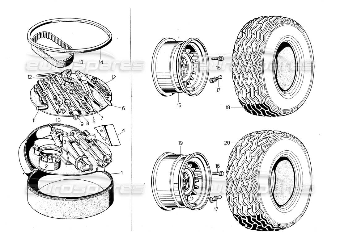 lamborghini countach lp400 tools kit part diagram