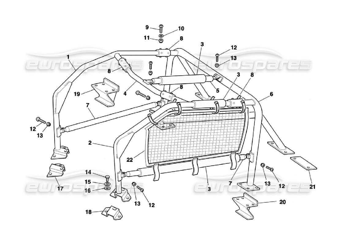 ferrari 355 challenge (1996) roll bar part diagram