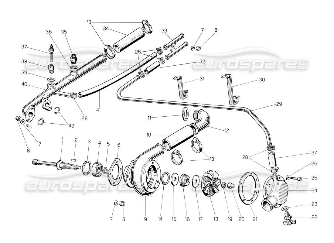 lamborghini countach lp400 water pump and system part diagram