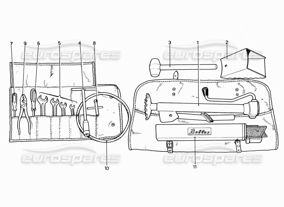 ferrari 206 gt dino (1969) tool - kit part diagram