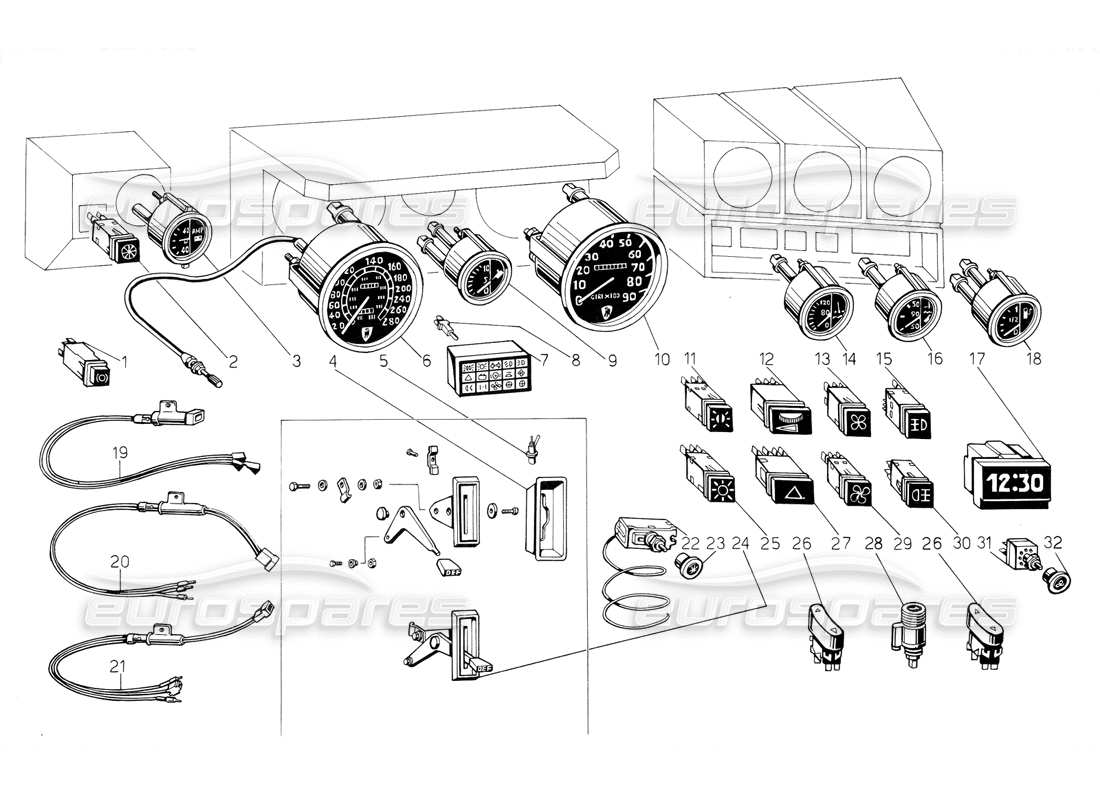 lamborghini jalpa 3.5 (1984) instruments part diagram