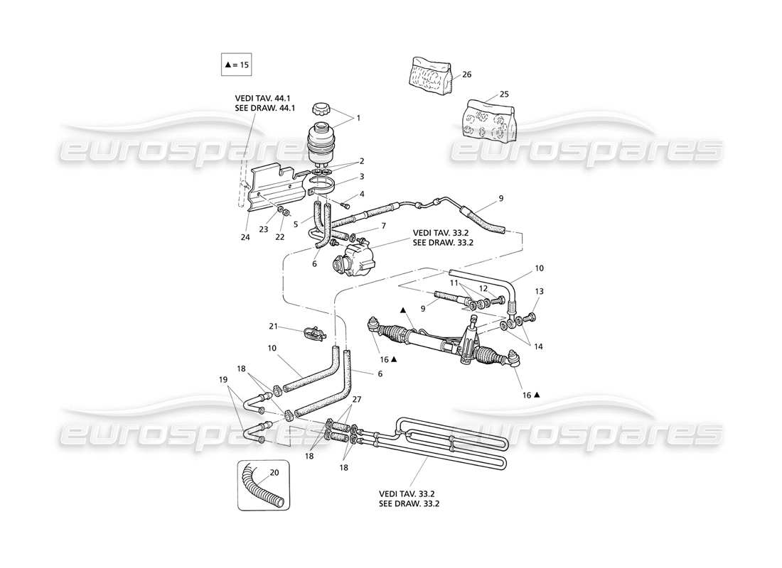 maserati qtp v8 evoluzione power steering system (lh drive) part diagram