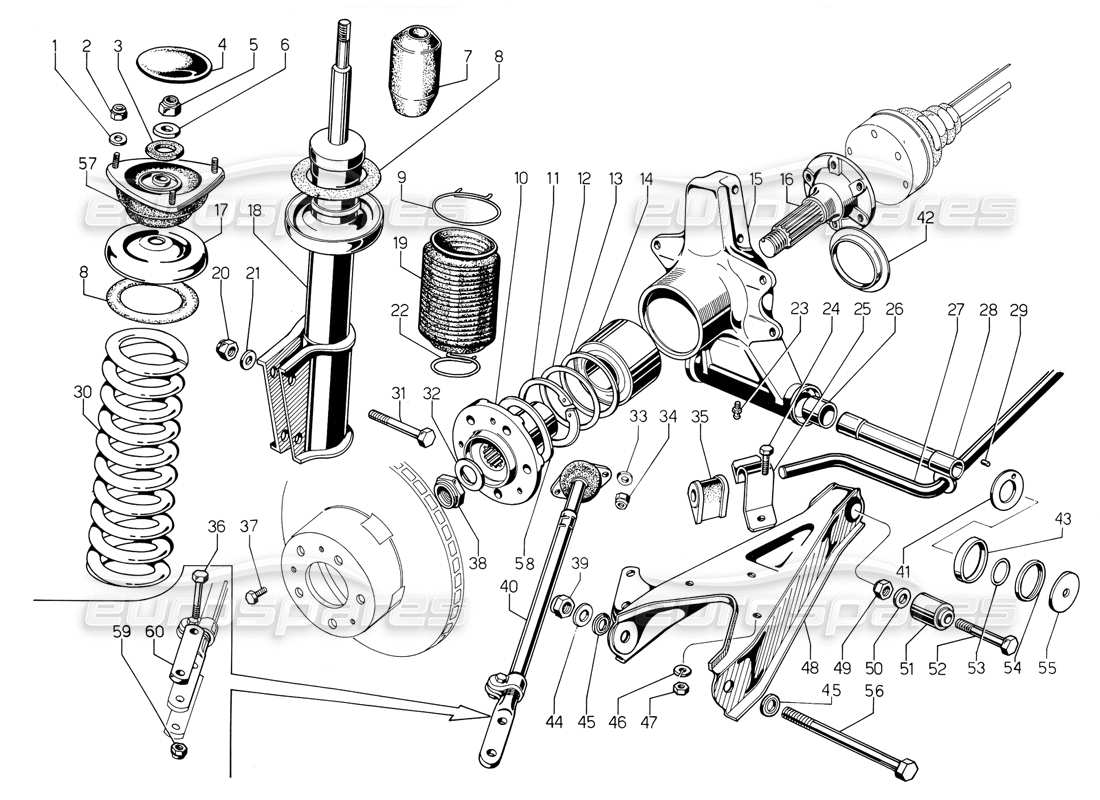 lamborghini jalpa 3.5 (1984) rear suspension part diagram