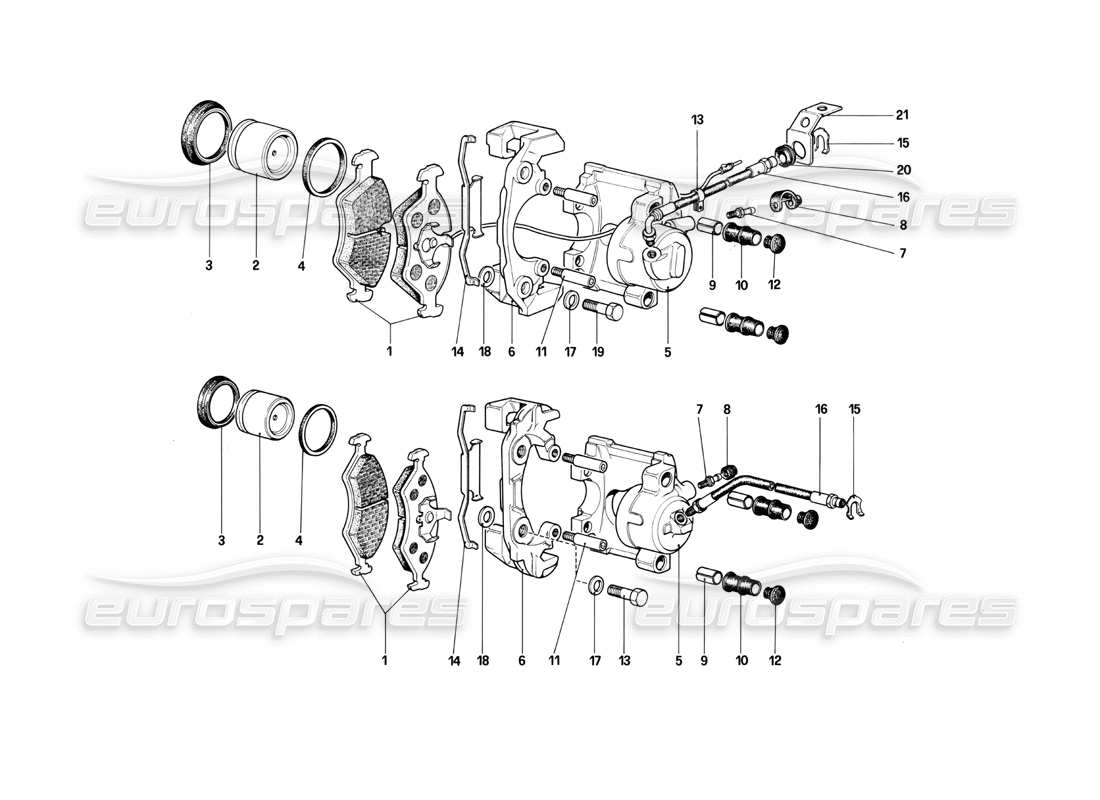 ferrari mondial 3.0 qv (1984) calipers for front and rear brakes (valid for rhd-for lhd from chassis no. 43013) part diagram