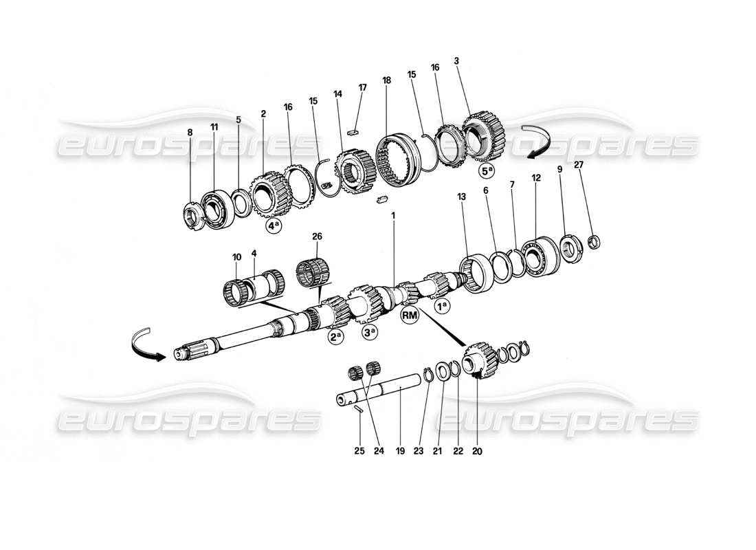 ferrari mondial 3.0 qv (1984) main shaft gears part diagram