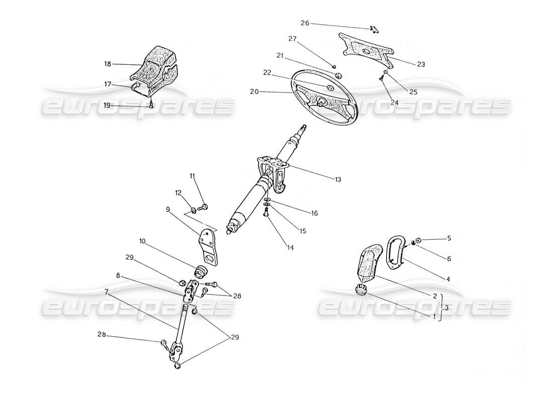 maserati karif 2.8 steering shaft and wheel part diagram