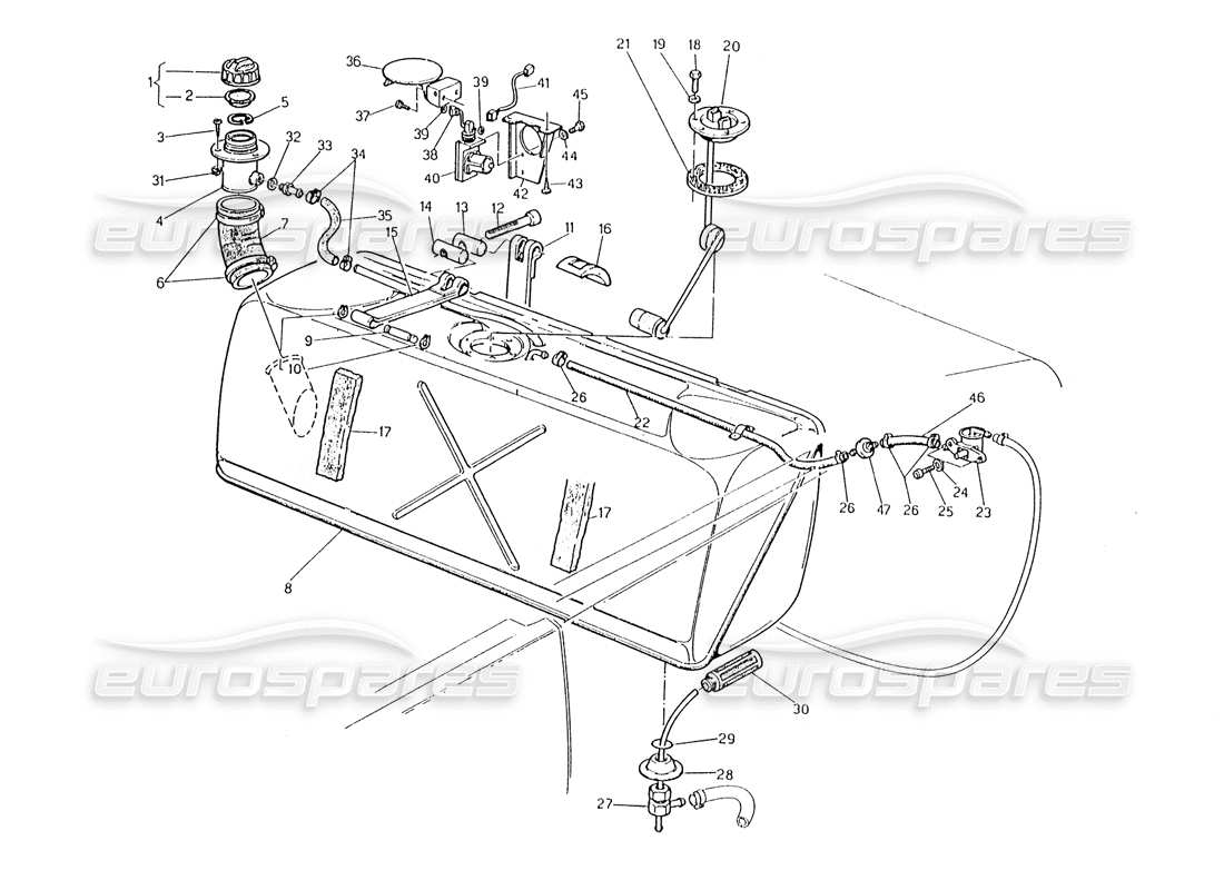 maserati karif 2.8 fuel tank part diagram