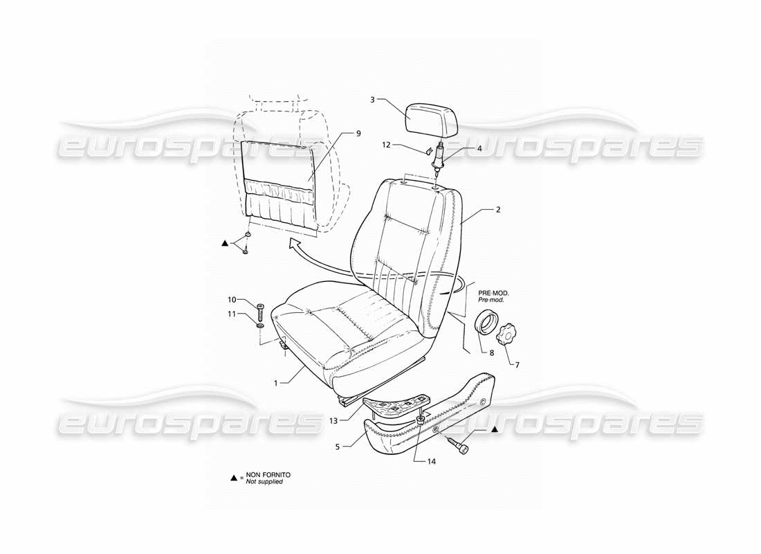 maserati qtp v8 (1998) front seat part diagram