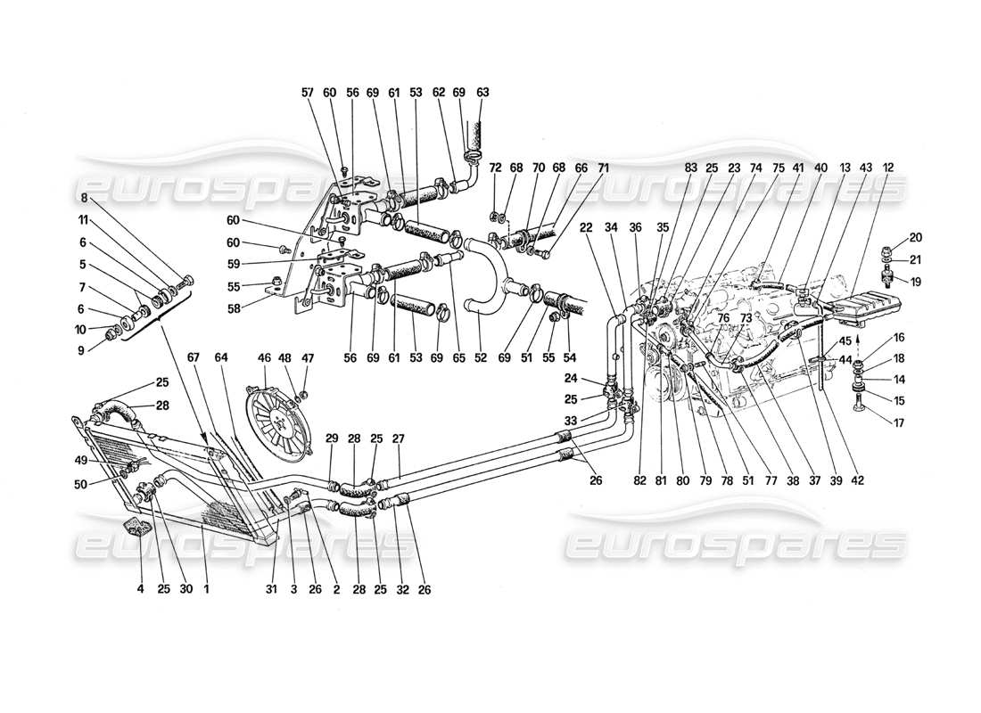 ferrari 288 gto cooling system part diagram