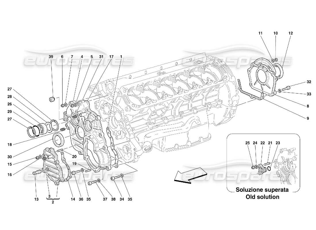 ferrari 456 gt/gta crankcase - covers part diagram