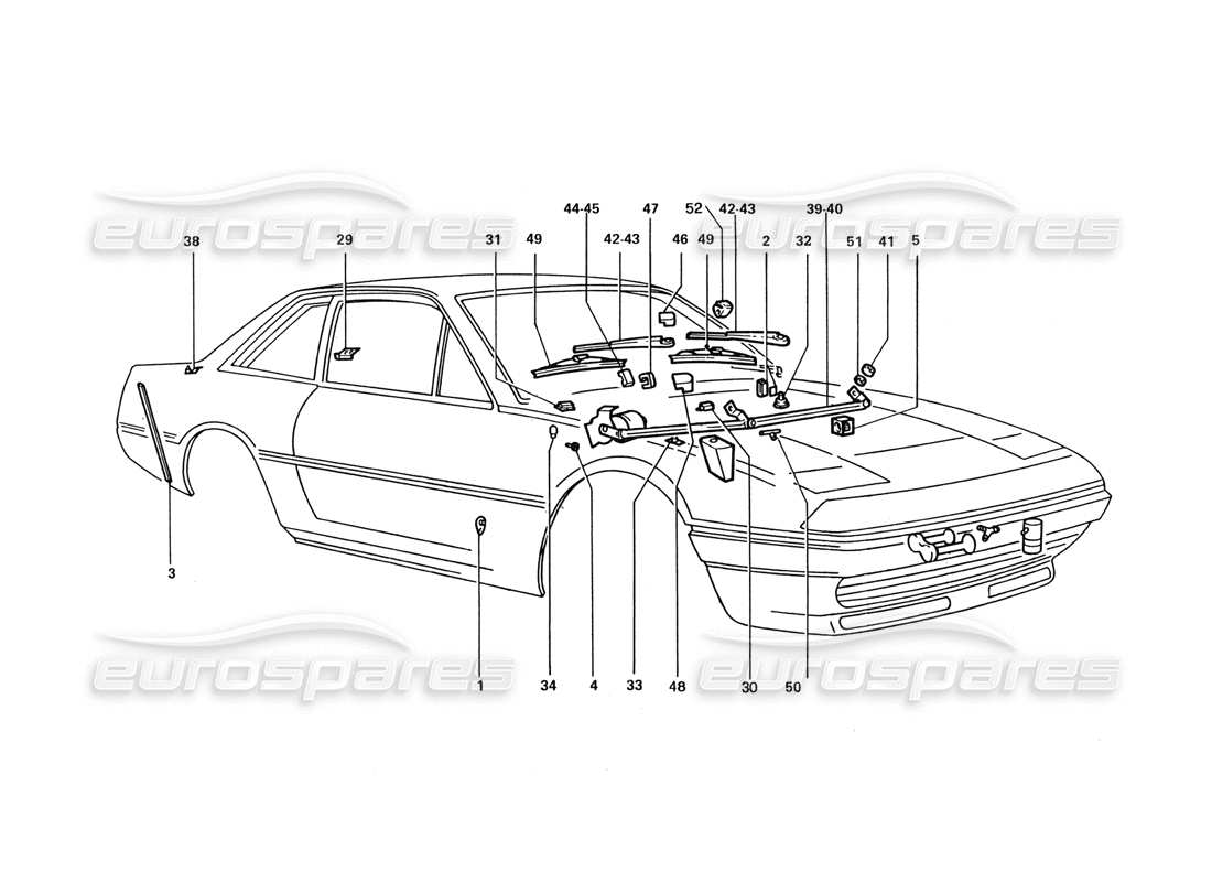 ferrari 412 (coachwork) wiper mec part diagram