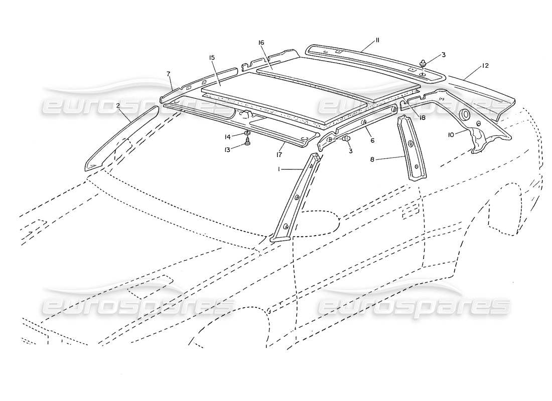 maserati ghibli 2.8 (non abs) roof, inner trims part diagram