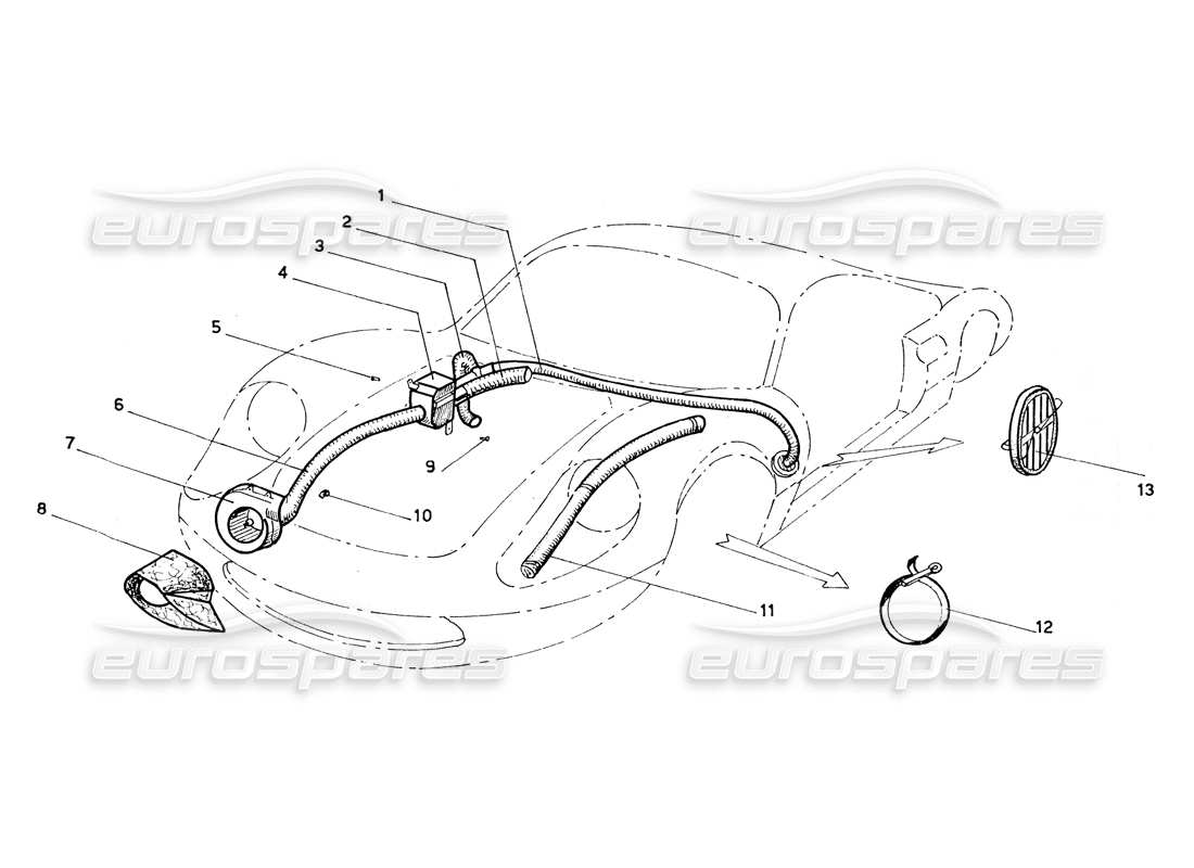 ferrari 206 gt dino (coachwork) heater matrix & blowers part diagram