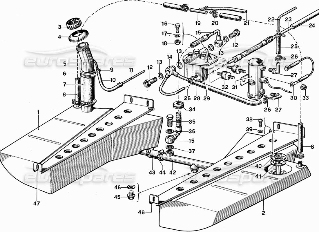 ferrari 365 gt 2+2 (mechanical) fueltanks part diagram