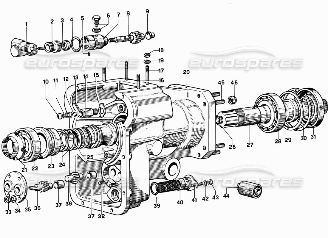 ferrari 365 gt 2+2 (mechanical) rear gear box housing part diagram