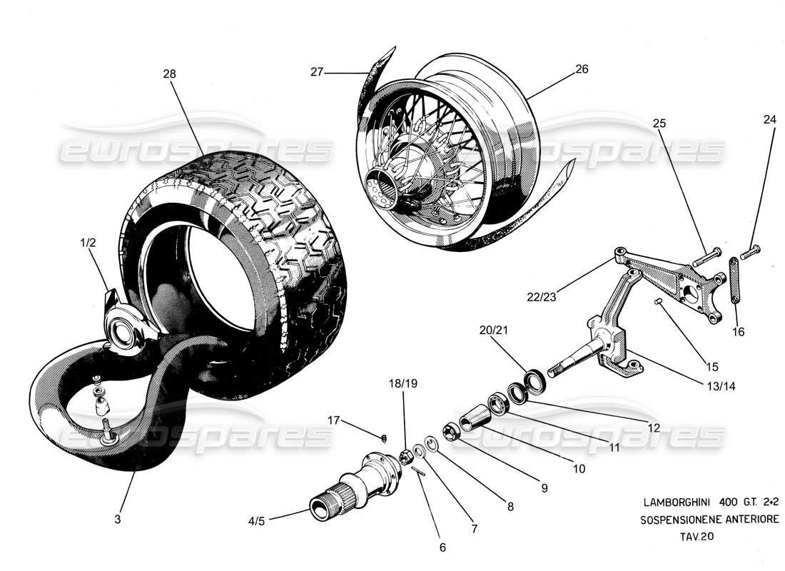 lamborghini 400 gt front suspension part diagram