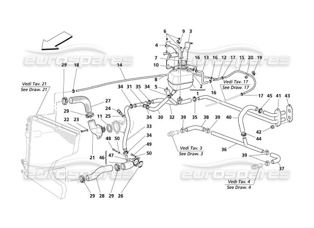 maserati 4200 spyder (2005) nourice - cooling system -valid for gd- part diagram