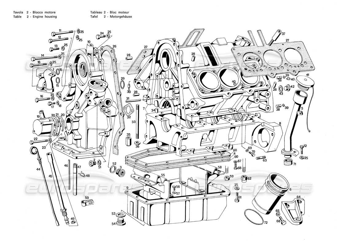 maserati merak 3.0 engine housing part diagram