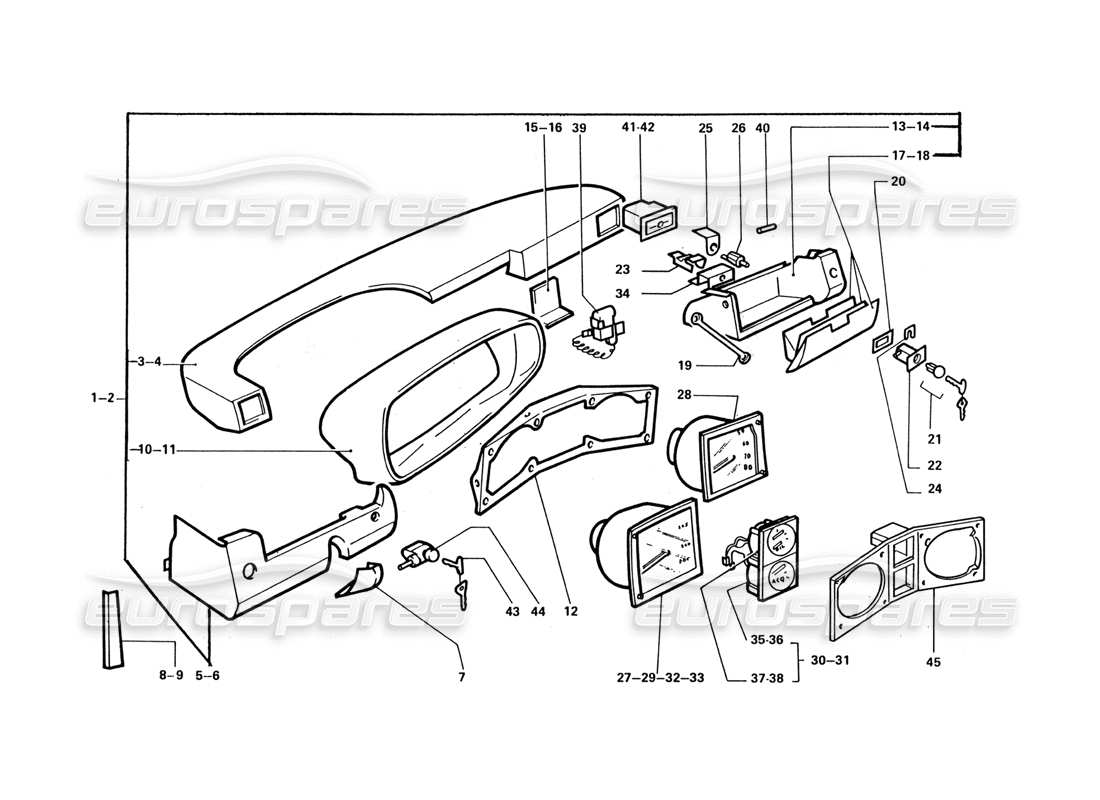 ferrari 412 (coachwork) dashboard & instruments part diagram