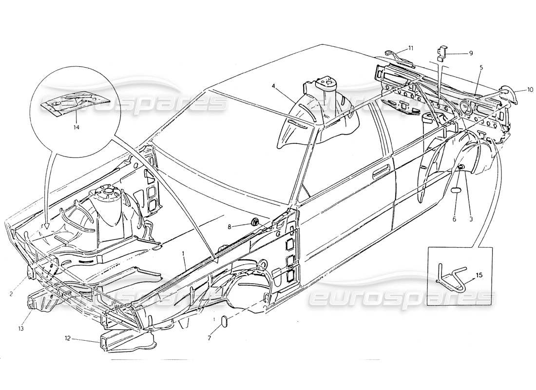 maserati 418 / 4.24v / 430 bodywork-internal frame part diagram