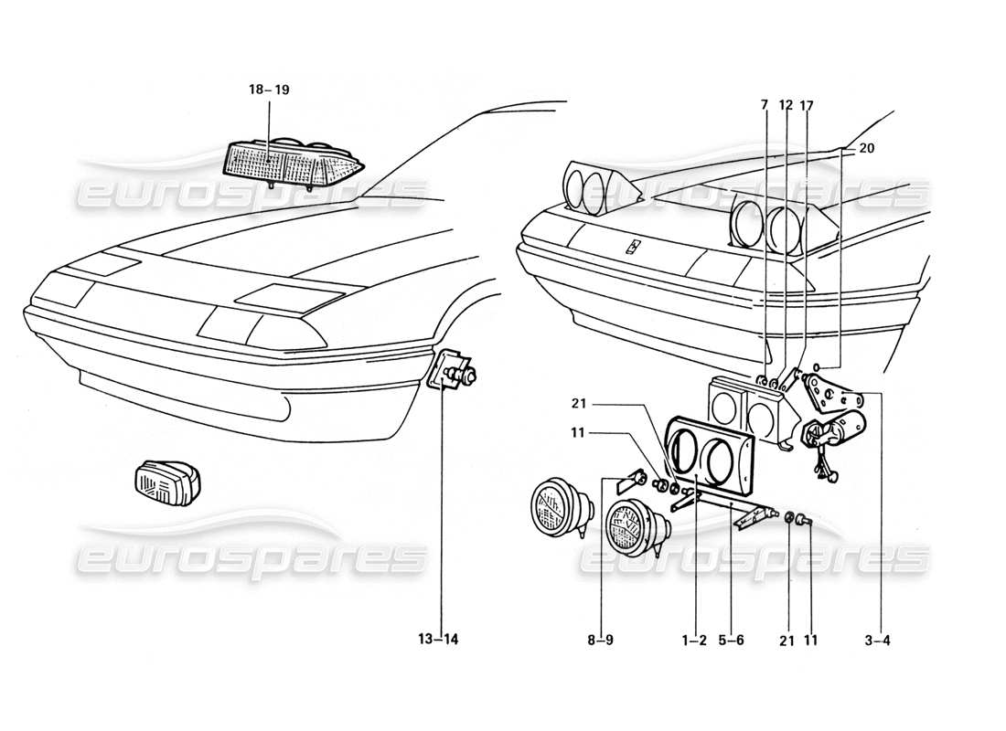 ferrari 412 (coachwork) front lights part diagram