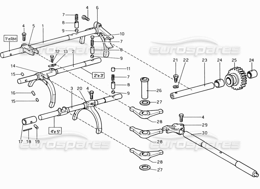 ferrari 206 gt dino (1969) inside gear box controls part diagram