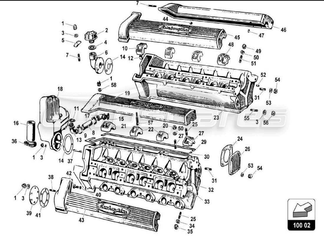 lamborghini miura p400 cylinder heads part diagram