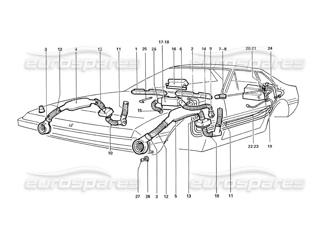 ferrari 412 (coachwork) air heaters & blowers part diagram