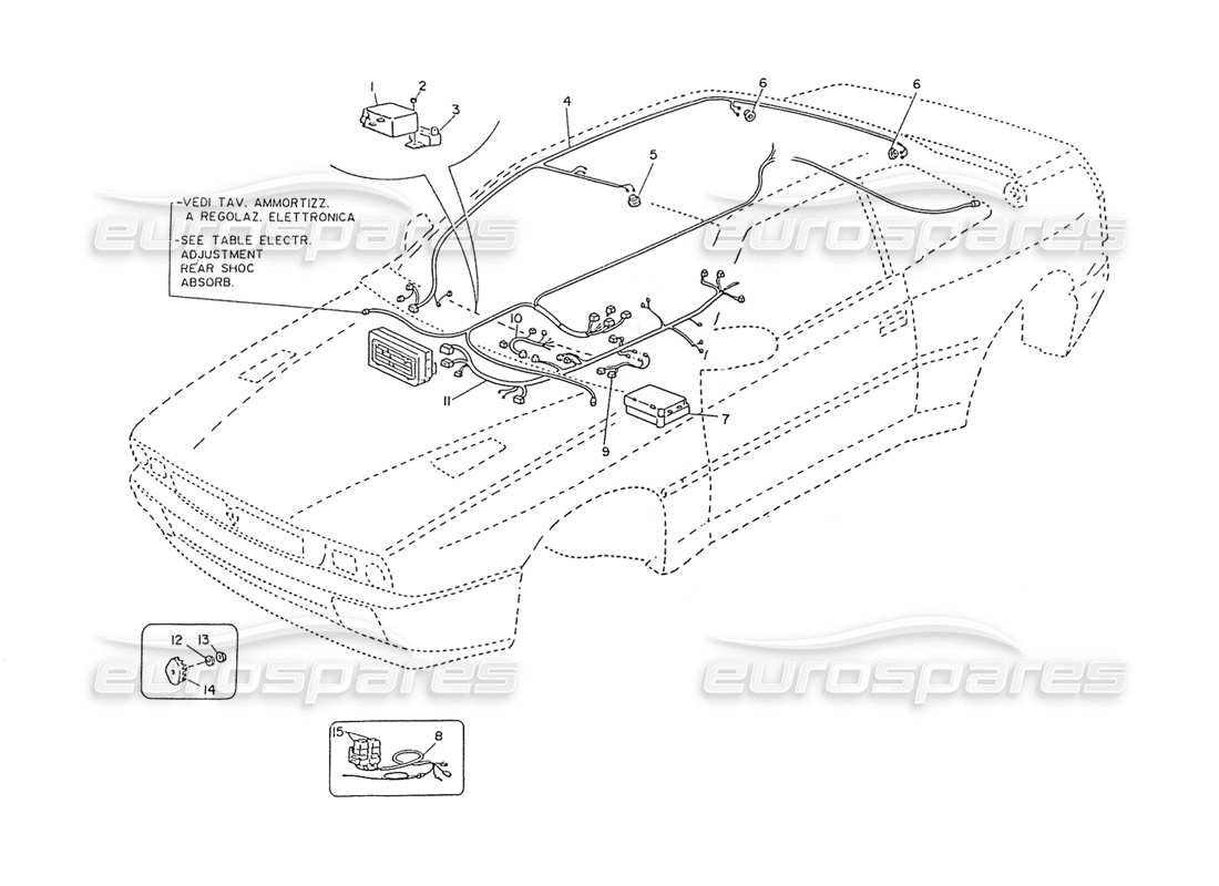 maserati ghibli 2.8 (non abs) console and ceiling lamp part diagram