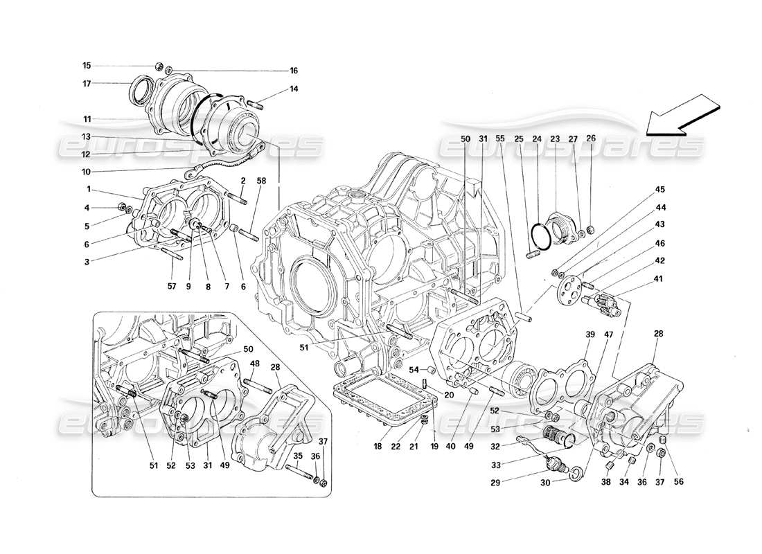 ferrari 348 (1993) tb / ts gearbox covers part diagram