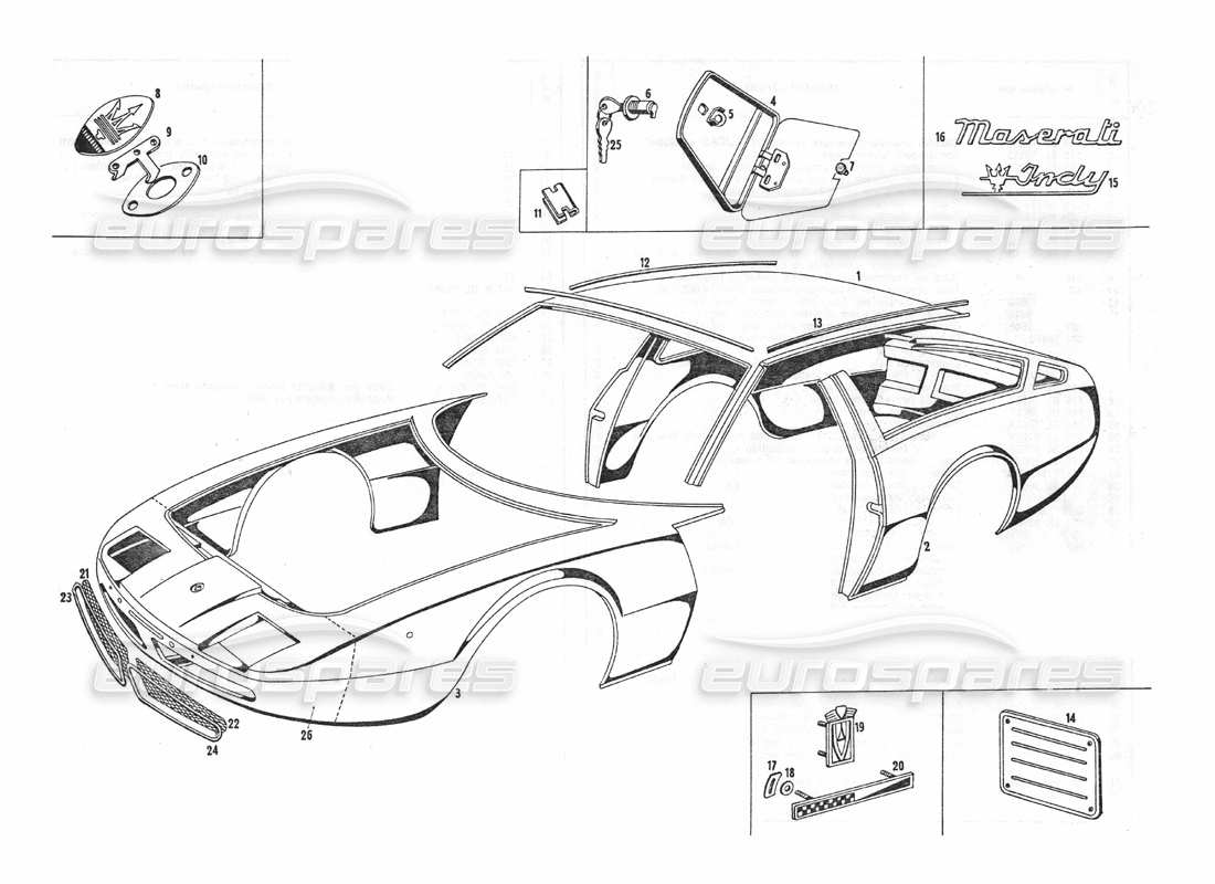 maserati indy 4.2 front body part diagram