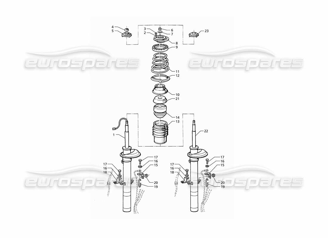 maserati qtp v8 (1998) front shock absorber part diagram