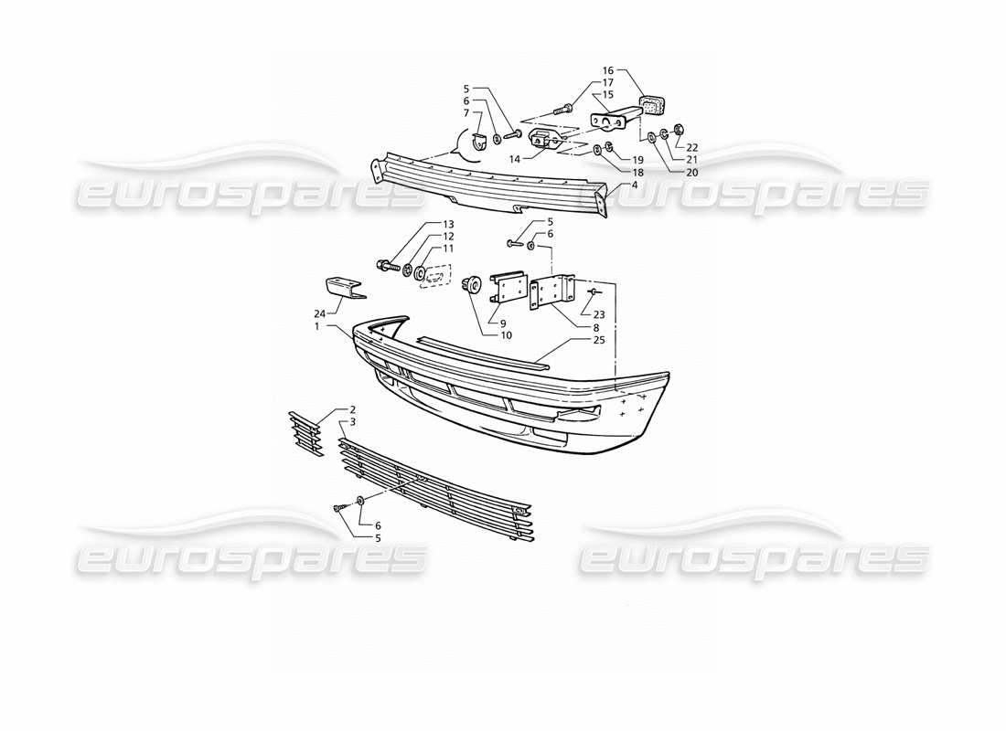 maserati qtp v8 (1998) front bumper part diagram